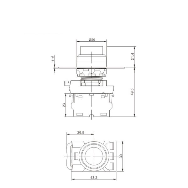 1NO/1NC 22mm Işıksız Kırmızı Push Buton LA115-A5-11H - Görsel 2