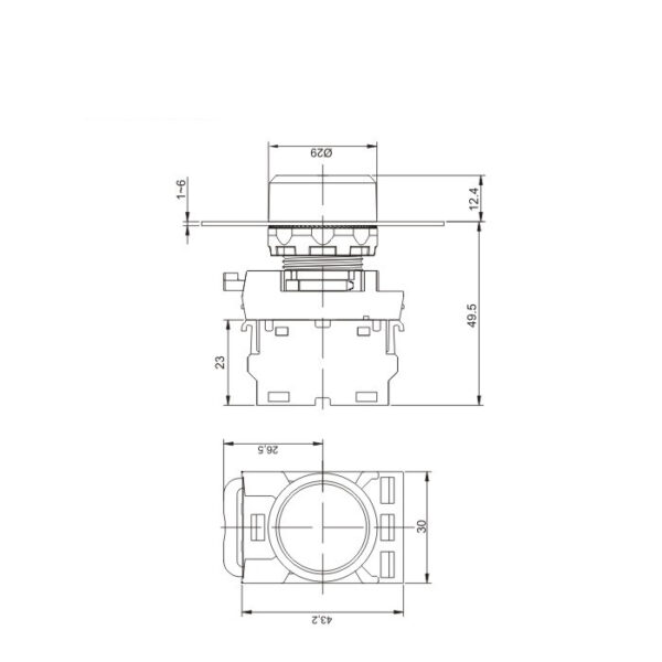 1NO/1NC 22mm Işıklı Kırmızı Push Buton LA115-A2-11D - Görsel 2